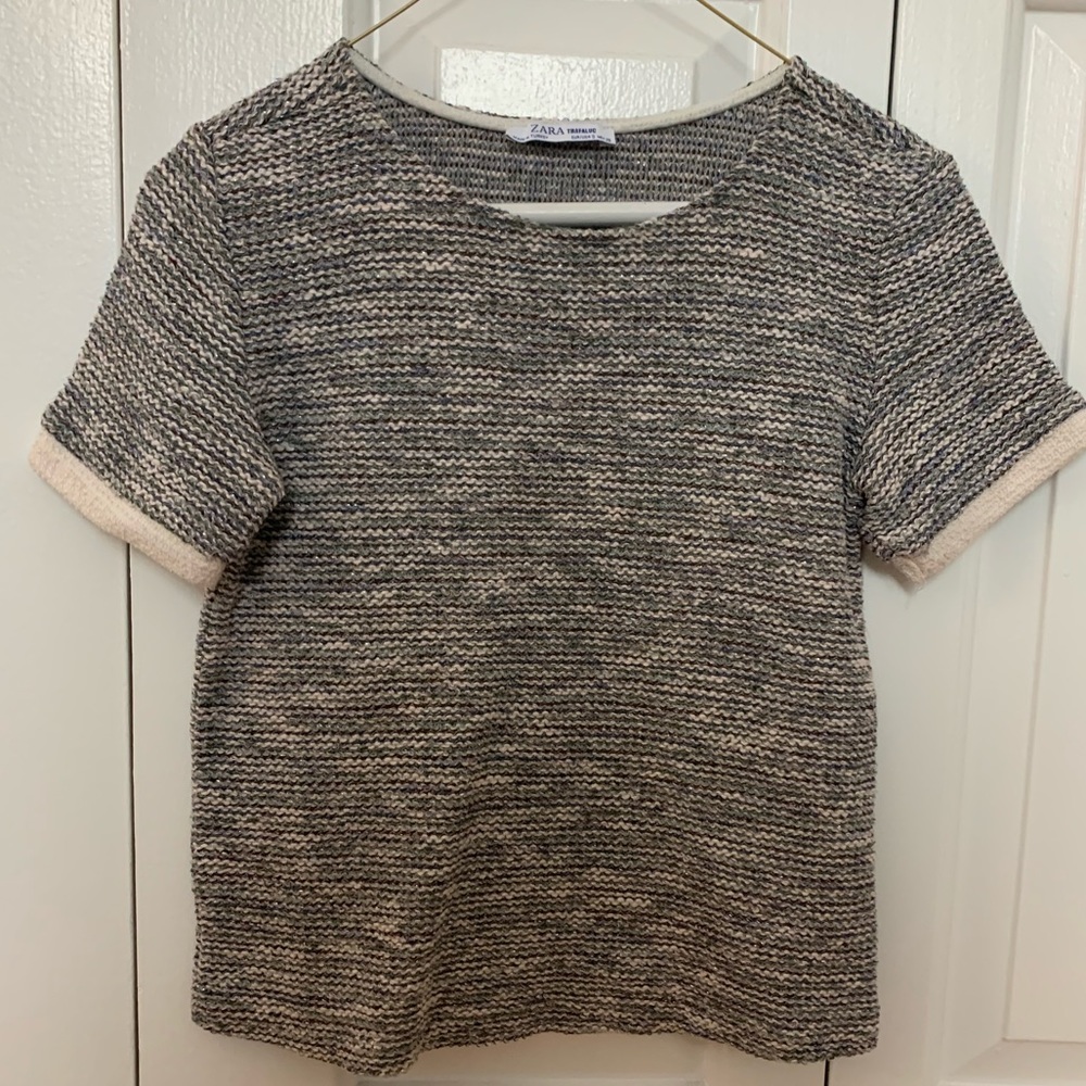 Zara Light Sparkle Short Sleeve Sweater Blouse